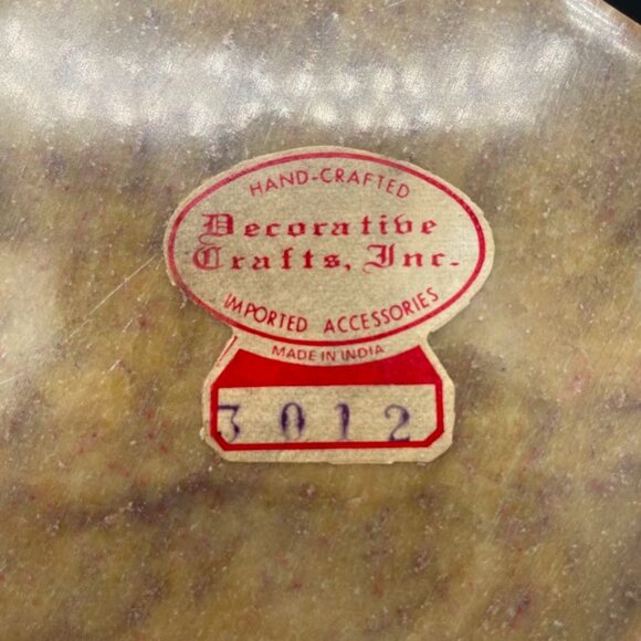 Decorative Crafts Inc India Octagonal Soapstone Dresser Trinket Box Brass Flower - Picture 10 of 10